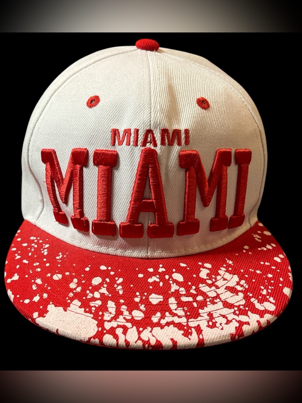 Miami Florida Embroidered Snapback Hat - White & Red One Size - Fast Shipping!